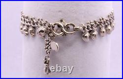 Sea Shell Charm Bracelet 7 Ladies Sterling Silver Vintage Gift 24.2g AAC338