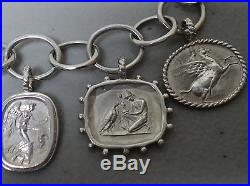 Seidengang Sterling Silver Charm Bracelet, Roman Inspired Bas-relief Medallions