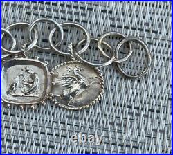 Seidengang Sterling Silver Roman Bas Relief Medallions Charm Toggle Bracelet 925