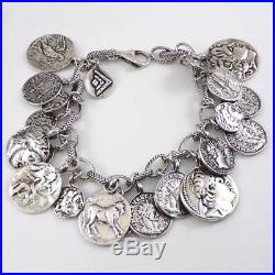 Silpada B1624 Sterling Silver Loaded 22 Charms Ancient Coin Bracelet 8 LHA3