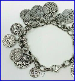 Silpada B1624 Sterling Silver Roman Coin Charm Bracelet. 925
