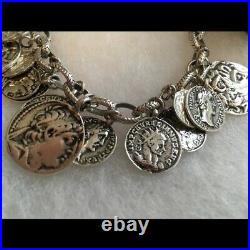 Silpada Oxidized Sterling Roman Coin Cha Cha Charm Bracelet B1624 RARE