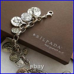 Silpada Oxidized Sterling Roman Coin Cha Cha Charm Bracelet B1624 RARE