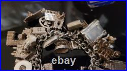 Silver 925 Sterling Silver Charm Bracelet 121 Grams With 39 Charms Silver 925 Sterling Silver Charm Bracelet 121 Grams With 39 Charms