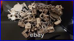 Silver 925 Sterling Silver Charm Bracelet 121 Grams With 39 Charms Silver 925 Sterling Silver Charm Bracelet 121 Grams With 39 Charms