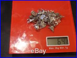 Silver Charm Bracelet 34 Charms
