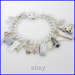 Silver Charm Bracelet 925 Sterling Silver with Charms Hallmarked Used New Box