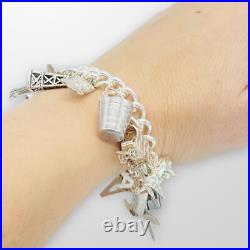 Silver Charm Bracelet 925 Sterling Silver with Charms Hallmarked Used New Box