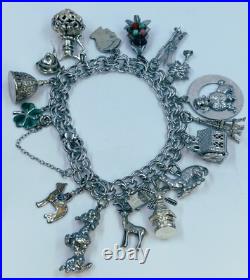 Silver Charm Bracelet Estate With Charms