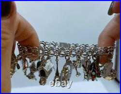 Silver Charm Bracelet Estate With Charms
