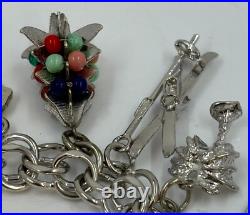 Silver Charm Bracelet Estate With Charms