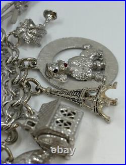 Silver Charm Bracelet Estate With Charms