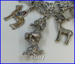 Silver Charm Bracelet Estate With Charms