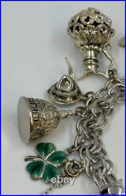 Silver Charm Bracelet Estate With Charms