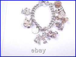 Silver Charm Bracelet Vintage Heavy 925 Sterling 87.3 grams