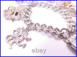 Silver Charm Bracelet Vintage Heavy 925 Sterling 87.3 grams