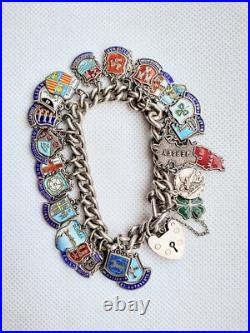 Silver Charm Bracelet With Silver And Enamel Flags