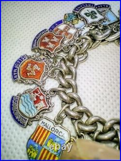 Silver Charm Bracelet With Silver And Enamel Flags