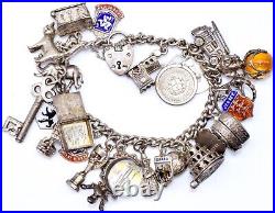 Silver Charm Bracelet including 25x Charms Churches Bible Key Unique Gift