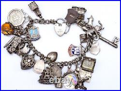 Silver Charm Bracelet including 25x Charms Churches Bible Key Unique Gift