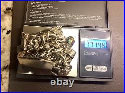 Silver Charm Bracelet with 18 Charms + Lock + Chain. 171.48g