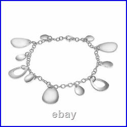 Silver Drop Charm Bracelet Size 7.5 Inches 925 Sterling Stamped Wt. 12.2 Grams