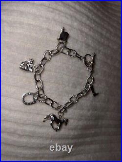 Silver Equestrian Horse Saddle Boot Horseshoe Charm Toggle Bracelet