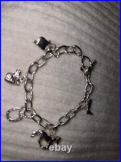 Silver Equestrian Horse Saddle Boot Horseshoe Charm Toggle Bracelet