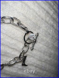 Silver Equestrian Horse Saddle Boot Horseshoe Charm Toggle Bracelet