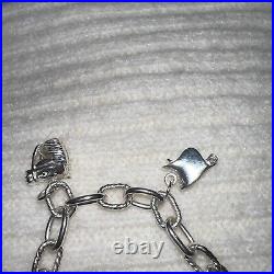 Silver Equestrian Horse Saddle Boot Horseshoe Charm Toggle Bracelet