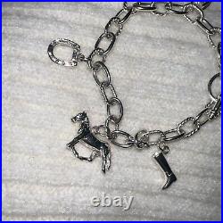 Silver Equestrian Horse Saddle Boot Horseshoe Charm Toggle Bracelet