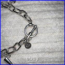 Silver Equestrian Horse Saddle Boot Horseshoe Charm Toggle Bracelet