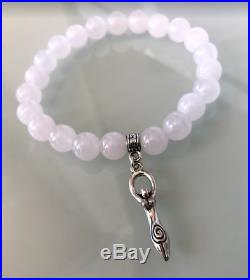 Silver Fertility Goddess Charm Moonstone Crystal Gemstone Bead Bracelet