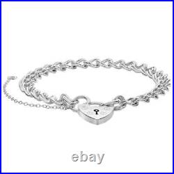 Silver Ladies Charm Bracelet With Heart Padlock G2089