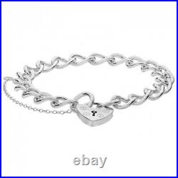 Silver Ladies Charm Bracelet With Heart Padlock G2093