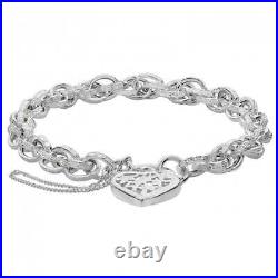 Silver Ladies Victorian Charm Bracelet With Heart Padlock G2338