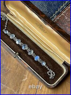 Silver Moonstone Bracelet 925 Sterling Edwardian Antique 18cm