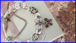 Silver Pandora Bracelet Butterfly Clasp +Charms S925 ALE 20 cm+ Pandora Box