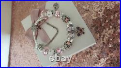 Silver Pandora Bracelet Butterfly Clasp +Charms S925 ALE 20 cm+ Pandora Box