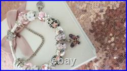 Silver Pandora Bracelet Butterfly Clasp +Charms S925 ALE 20 cm+ Pandora Box