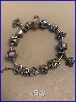 Silver Pandora Moments Charm Bracelet With 15 Charms