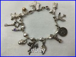 Silver Total of 25 Charms Heart Bracelet Rare Vintage Silver Total of 25 Charms Heart Bracelet Rare Vintage