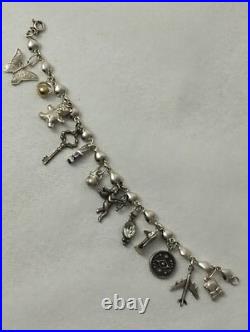 Silver Total of 25 Charms Heart Bracelet Rare Vintage Silver Total of 25 Charms Heart Bracelet Rare Vintage