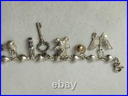 Silver Total of 25 Charms Heart Bracelet Rare Vintage Silver Total of 25 Charms Heart Bracelet Rare Vintage