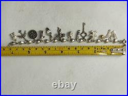 Silver Total of 25 Charms Heart Bracelet Rare Vintage Silver Total of 25 Charms Heart Bracelet Rare Vintage