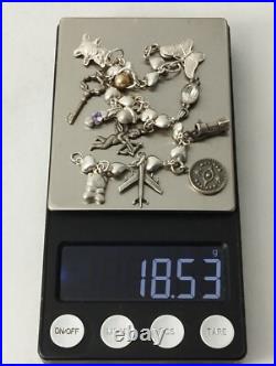 Silver Total of 25 Charms Heart Bracelet Rare Vintage Silver Total of 25 Charms Heart Bracelet Rare Vintage