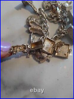 Silver genuine Vintage Charm Bracelet 60g