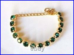 Simulated Emerald Women's Tennis Bracelet 14K Yellow Gold Finish 15CT Round Cut