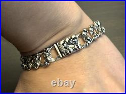 Solid 925 Sterling Silver Mens Heavy Curb Skull Chain Cuff Bracelet 18.5cm