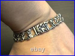 Solid 925 Sterling Silver Mens Heavy Curb Skull Chain Cuff Bracelet 18.5cm